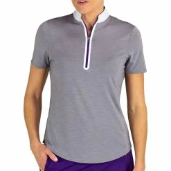 JoFit Women's Melange Mock Polo - Fog