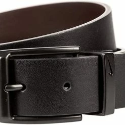 Nike Golf Black Buckle Loop Cutout Reversible Leather Belt - Black/Brown