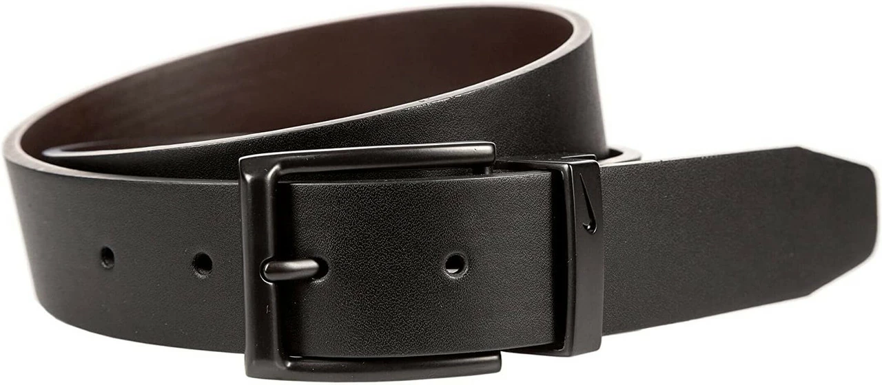 Nike Golf Black Buckle Loop Cutout Reversible Leather Belt - Black/Brown